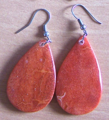 red coral earring