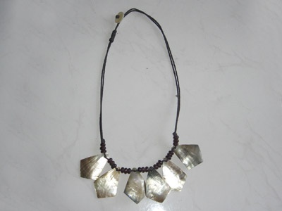 necklace made from black shell and bead