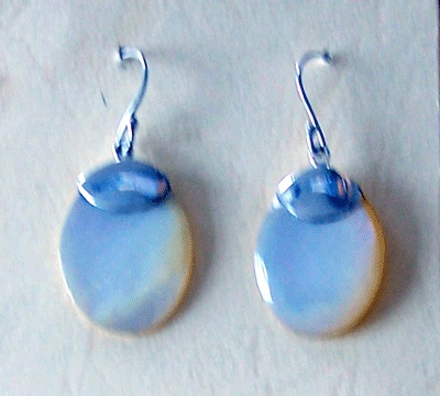white mop shell silver earring