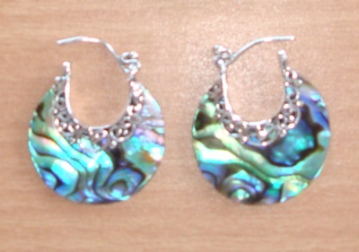paua earring with silver