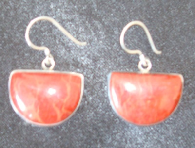 red coral with silver earring