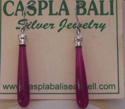 silver earring with red garnet