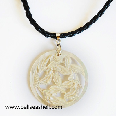 white mop shell necklace carved