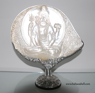 seashell carving crafts art with silver