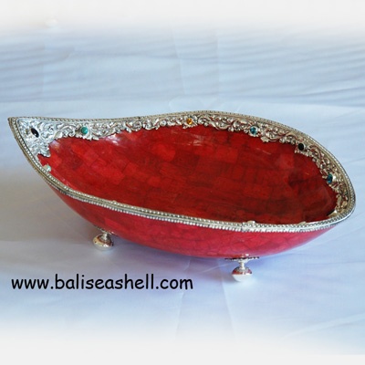 red coral bowl crafts with silver