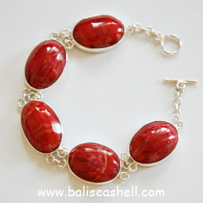 Red Coral Bracelet Silver 925