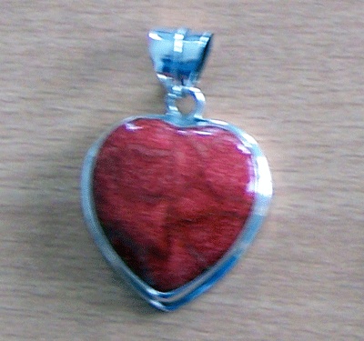 Red Coral Silver Pendant