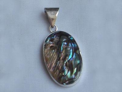 Pendant Made From Paua Shell ,Silver